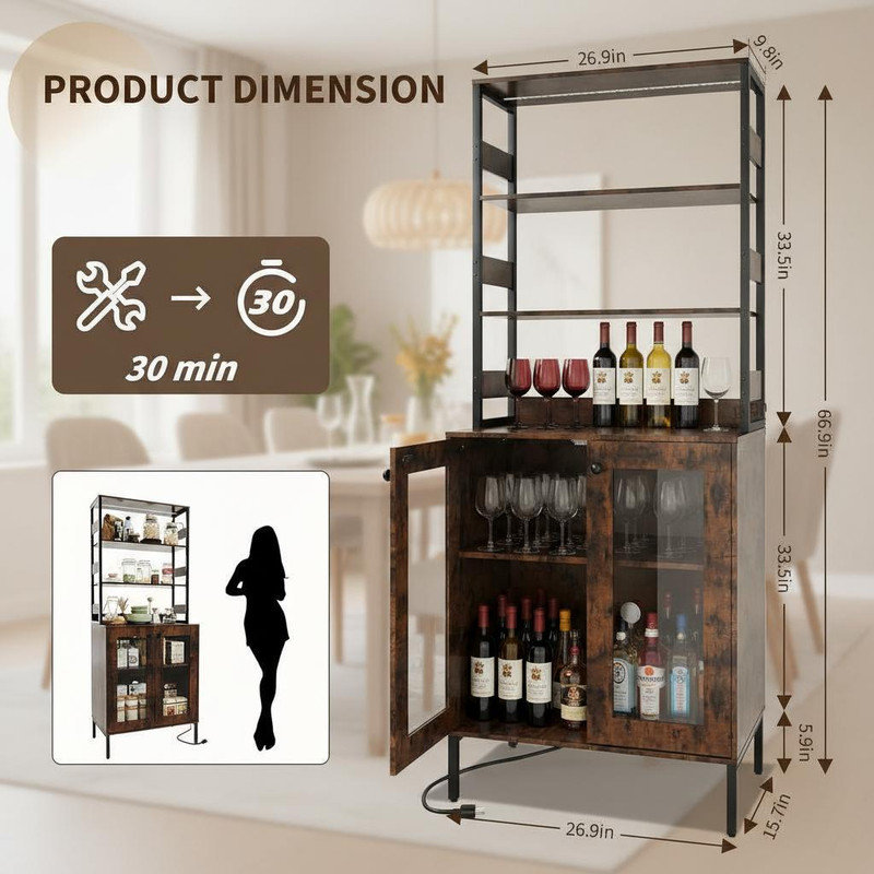 68.3cm Wine Bottle Rack, Brown