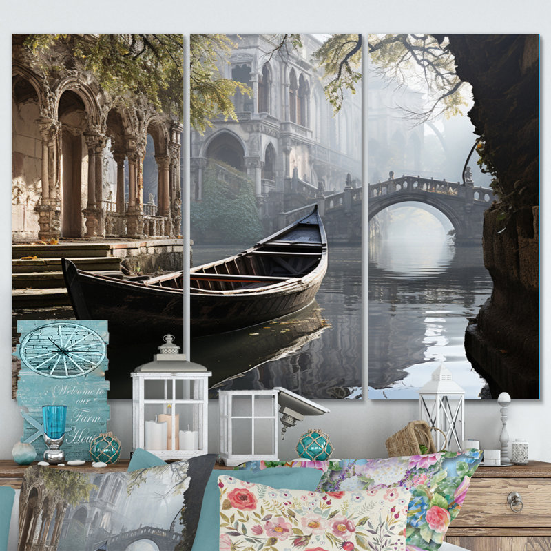 Canal Mystical Canals Graphite 3 pièces, H 32 po x l 48 po x P 1 po