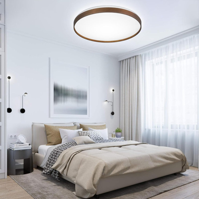Geza LED Flush Mount, Walnut