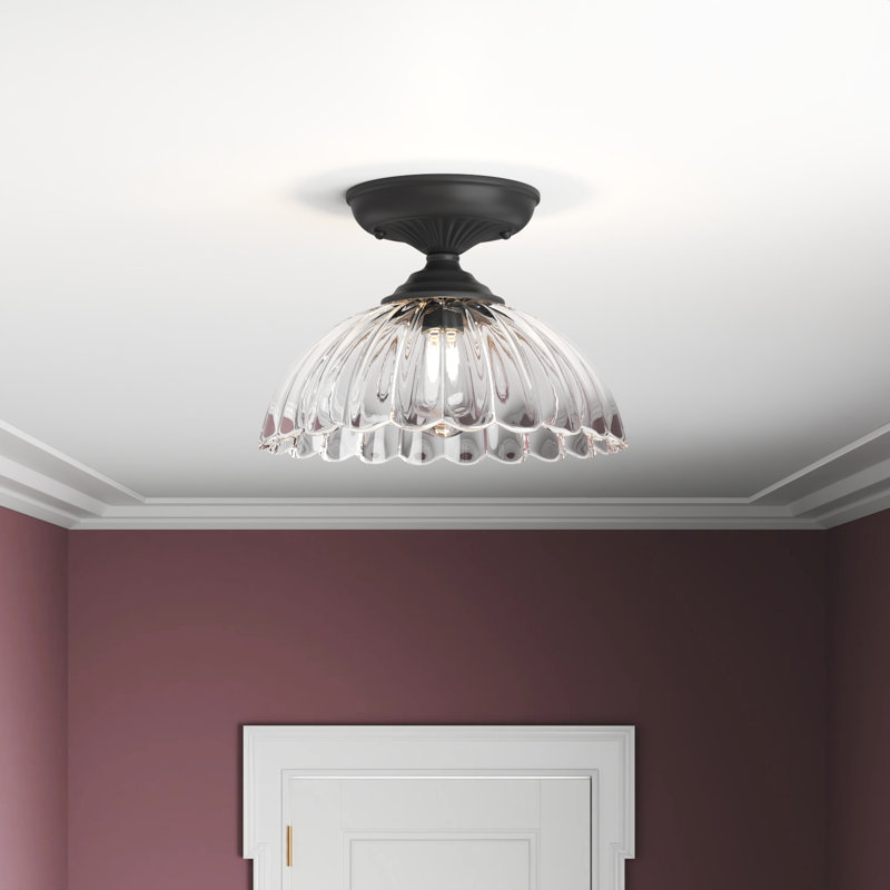 Stanton Iberville Glass Semi Flush Mount, Matte Black