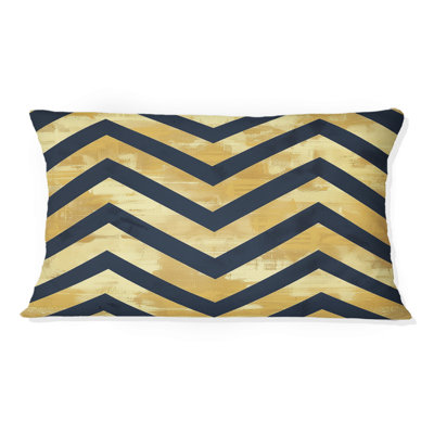 Blue Majestic Chevron II - Traditional Lumbar Pillow