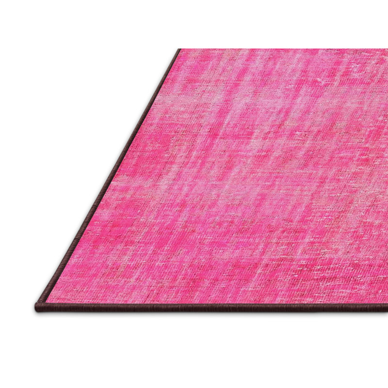 Tapis décoratif rose contemporain, Rectangle 2 pi x 4 pi