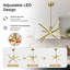 Lustre moderne 4 lumières à DEL avec bras rotatifs, gradation continue, température de couleur réglable et télécommande-1732750784