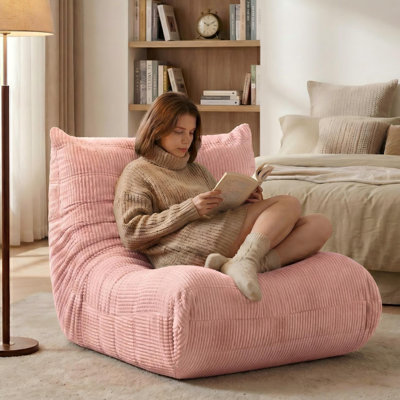 Grands fauteuils à billes pour adultes, fauteuil moelleux en mousse à mémoire de forme avec coussin lombaire, fauteuil en velours côtelé, canapé paresseux pour le salon de la chambre à coucher, jeux vidéo