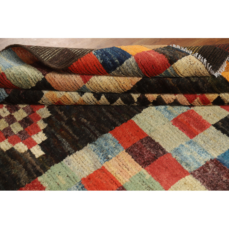 Checkered Wool Moroccan Oriental Rug 5x6