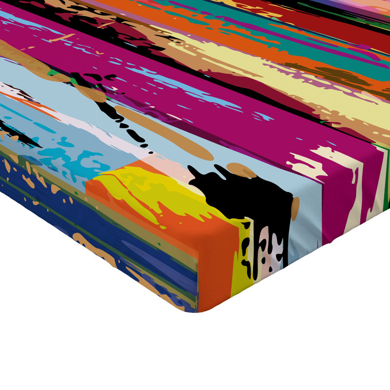 Drap-housse orange Ambesonne, Drap-housse pour lit simple TG, Rouge / mauve / bleu abstrait