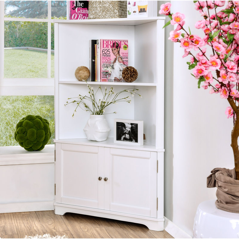 Aryana 127 cm H x 81 cm W Corner Bookcase, White