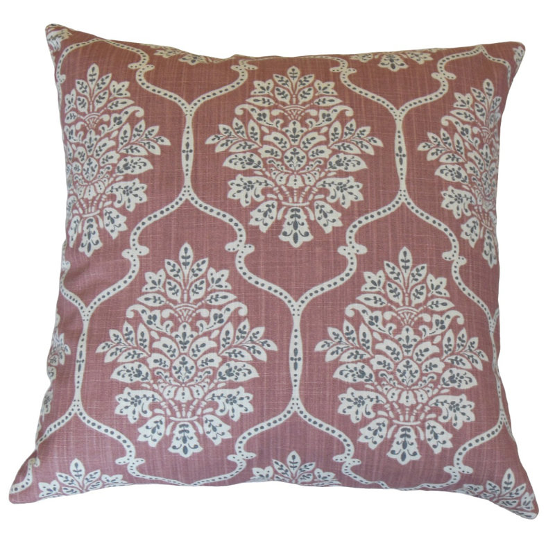  Coussin en coton Damask, Hauteur (20 po) x largeur (20 po), Bois madré
