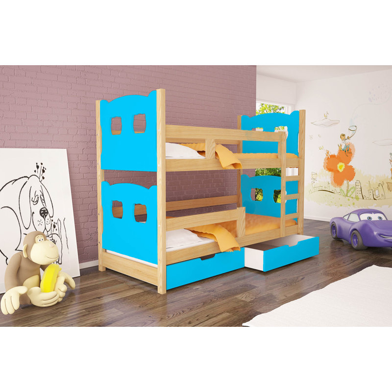 Hemming European Toddler (80 X 180cm) 2 Drawer Standard Bunk Bed and Mattress by Harriet Bee, Blue
