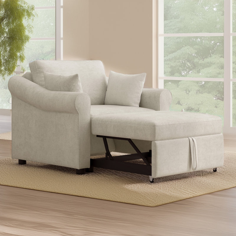 Chaise longue rembourrée Shanese, Beige