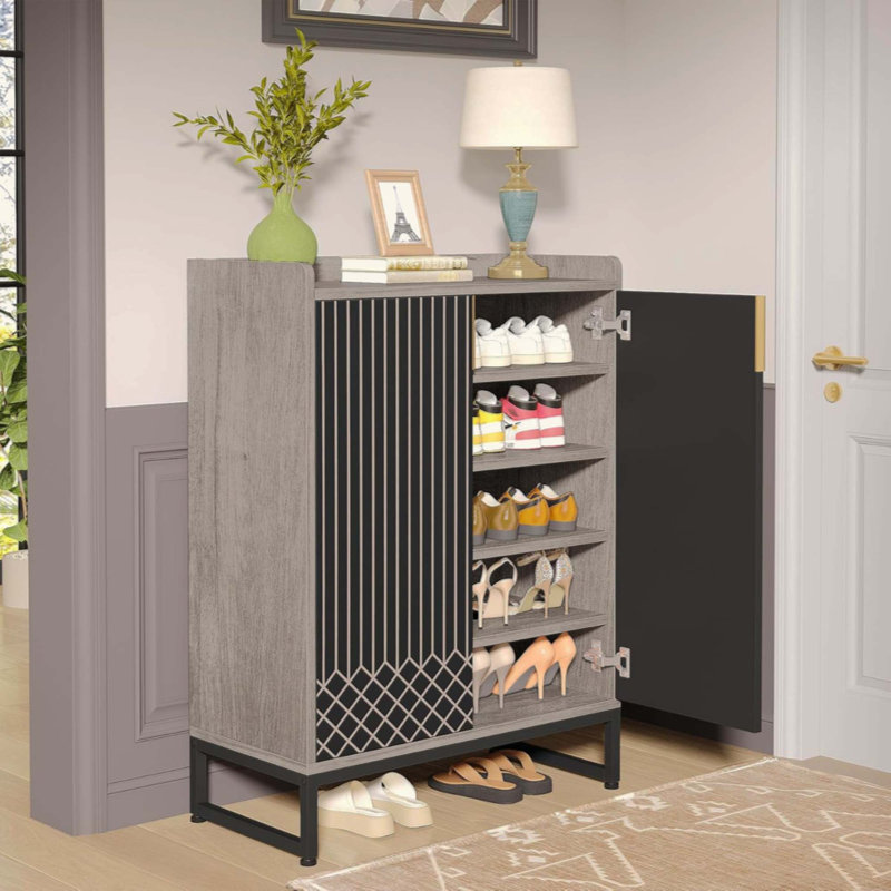 Meuble à chaussures avec portes, 5 niveaux, organisateur de rangement pour chaussures