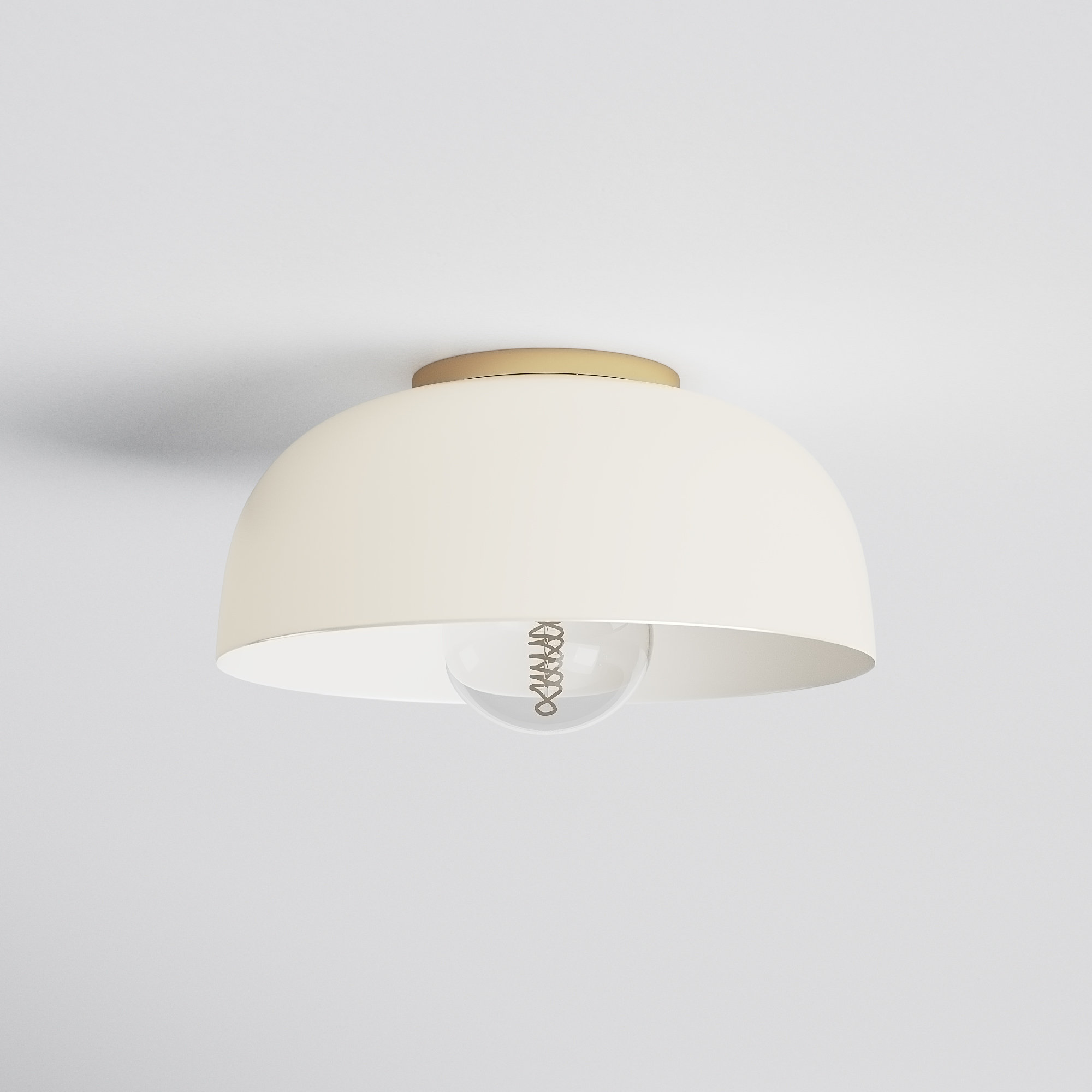 Rodanthe Single Light Metal Flush Mount, Cream, 5" H x 11" W x 11" D, Aged Brass
