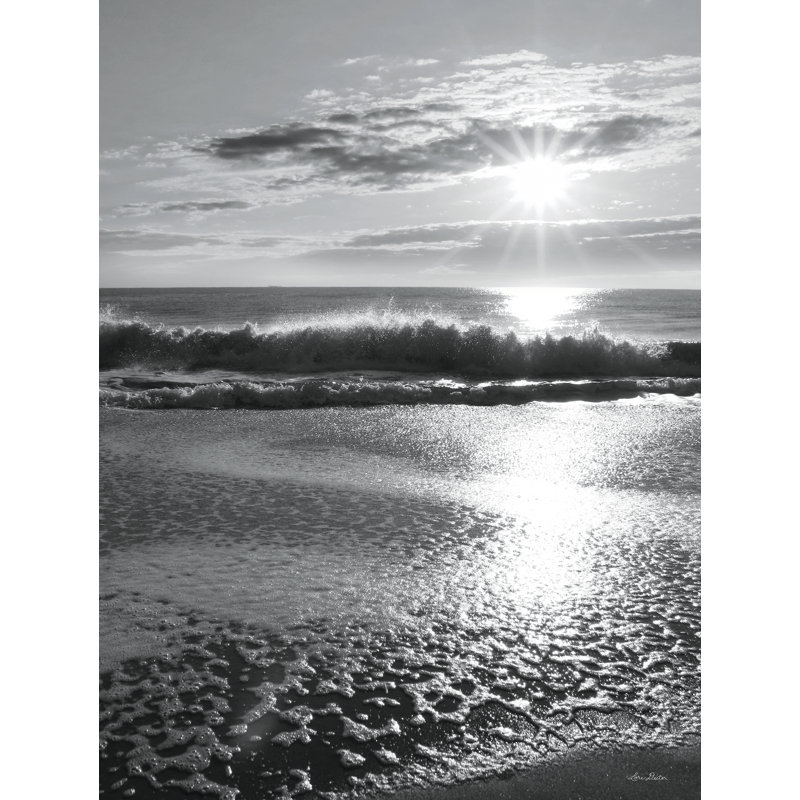 Plage, lever de soleil sur toile, H 36 po x l 24 po