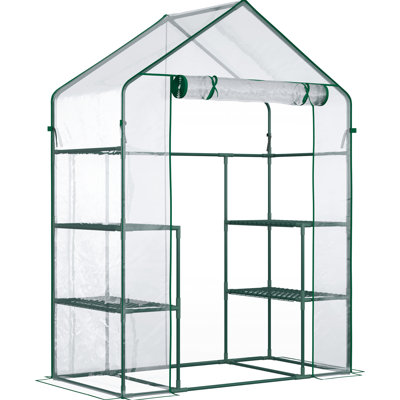 Serre de plain-pied de 1,5 m x 0,75 m x 1,98 m, portable, à 3 niveaux, avec bâche transparente, renforce la stabilité et la durabilité de votre jardin et le protège des intempéries.