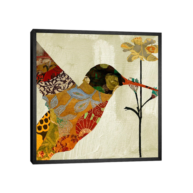 Humming Bird Brocade III by Color Bakery - Print on Canvas, Black Framed, 93.98 cm H x 93.98 cm W