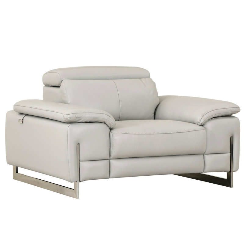 Siège en cuir gris 98,62 lb avec coussin en mousse et pieds en acier inoxydable