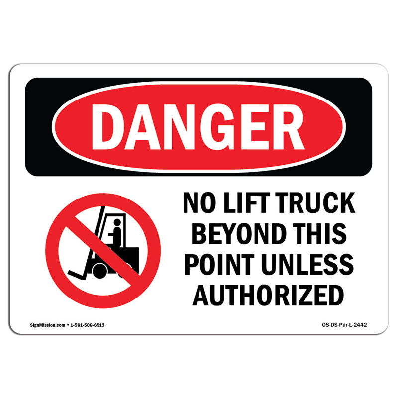 Danger Sign, 12" H x 18" W x 0.1" D