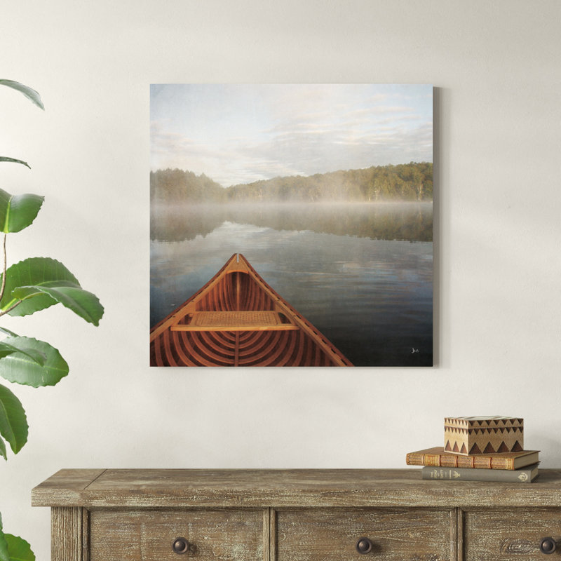 Calm Waters Canoe I, H 30 po x l 30 po, Érable, Impression encadrée avec passe-partout