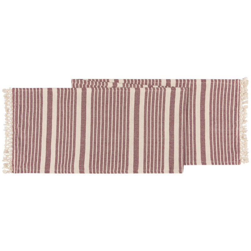Javonia Striped 100% Cotton Table Runner, Red