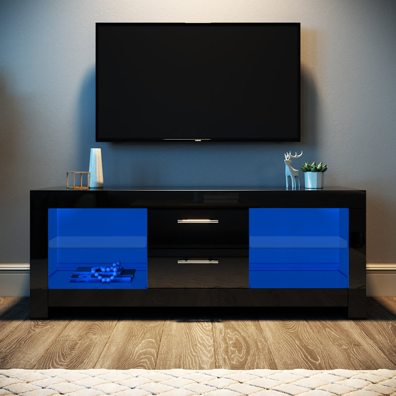 Bissett 130L x 40W x 50H cm High Gloss TV Stand / TV Cabinet (TVS Series) for up to 50" TVs, Black