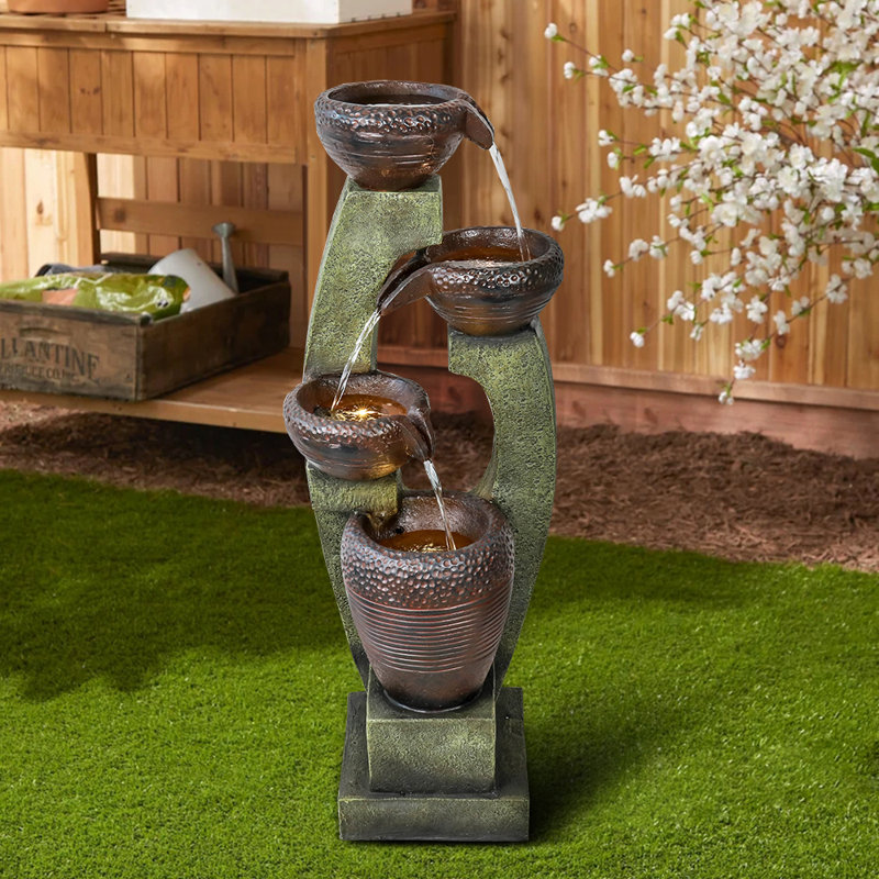 Daejion Weather Resistant Cascade Fountain with Light