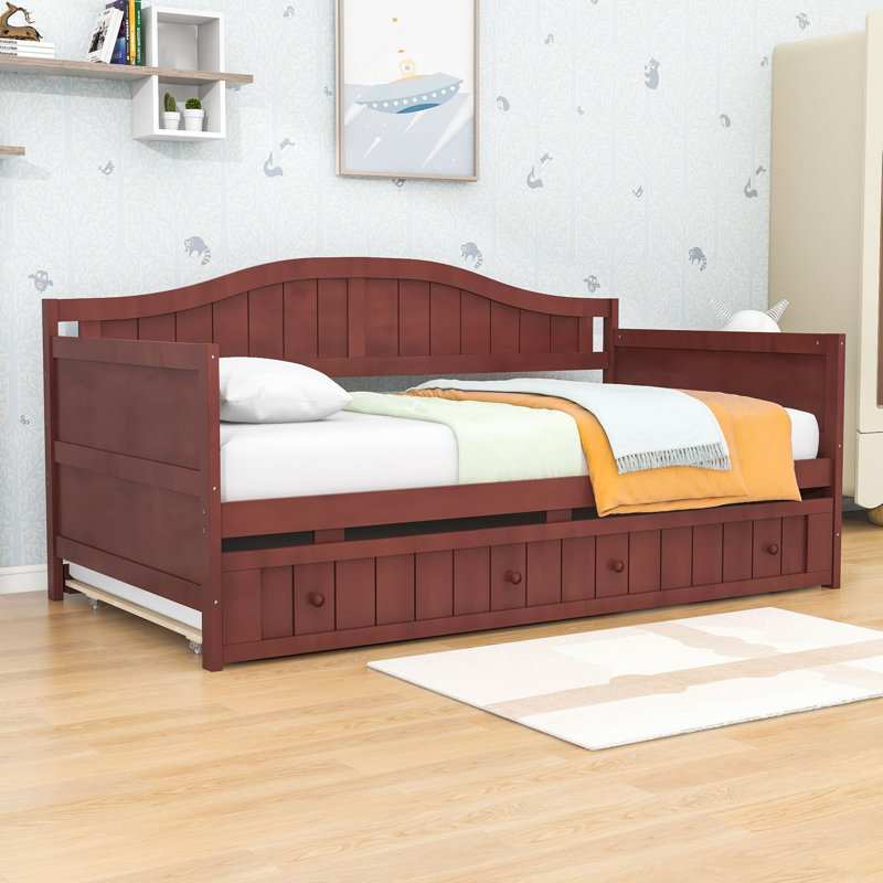 Niesha Twin Size Wooden Daybed with Trundle, Espresso