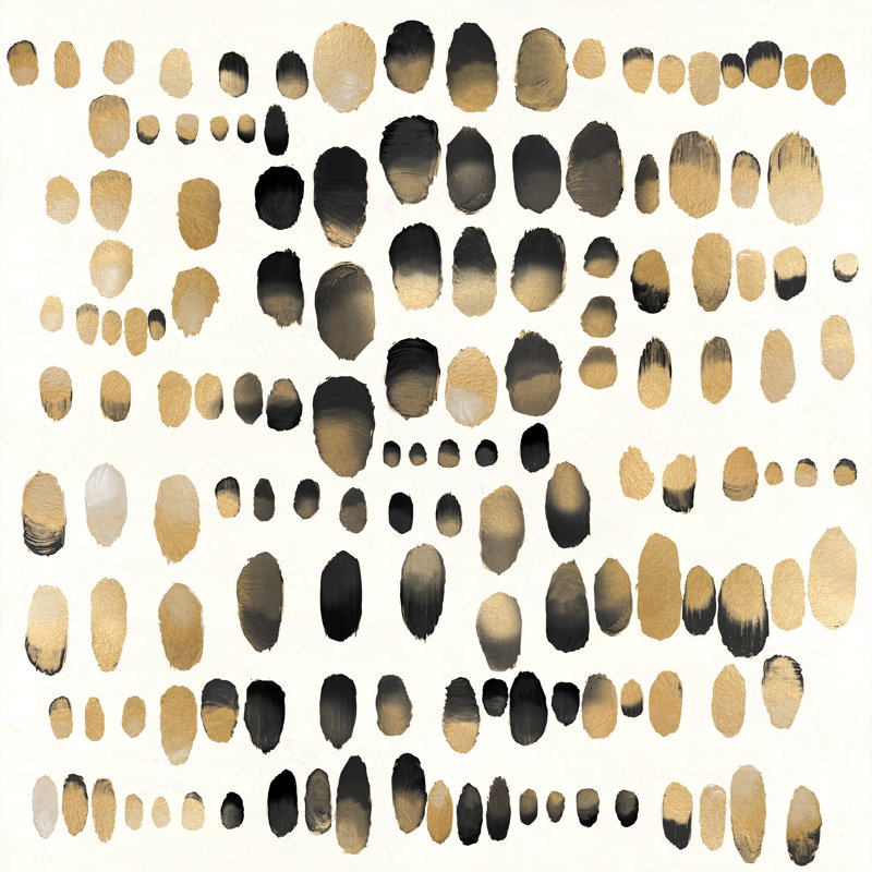 Blagovesta ludique doré et noir II par Angela Perry, H 12 po x l 12 po