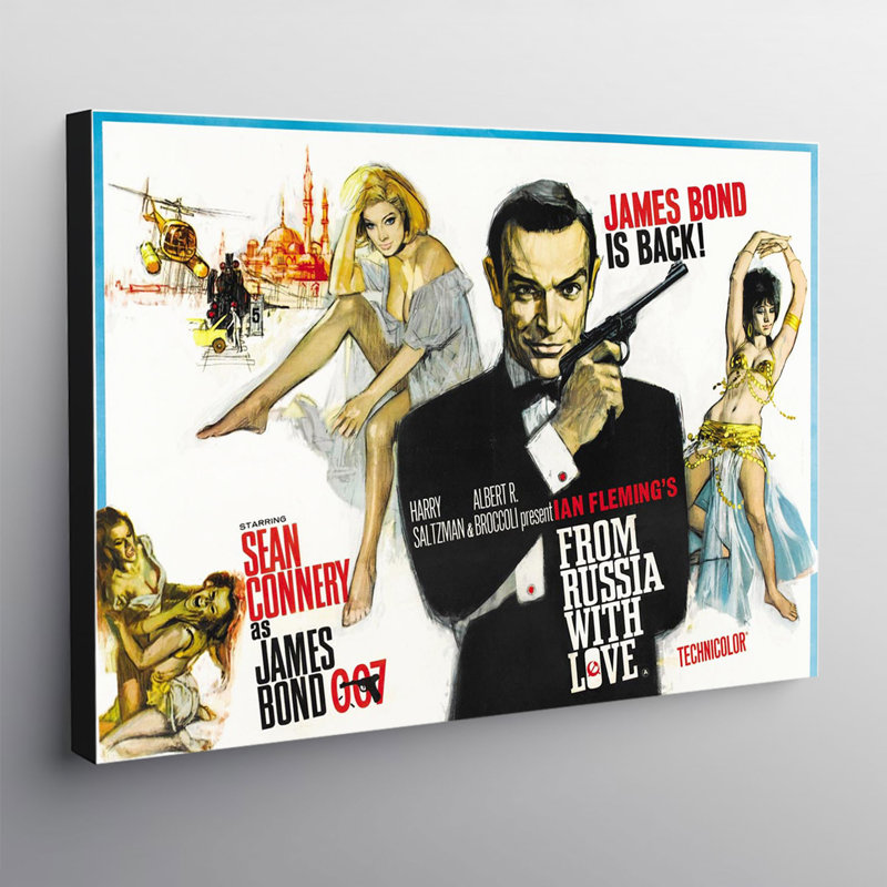 James Bond From Russia With Love Sean Connery Movie Poster - Wrapped Canvas Print, 41cm H x 61cm W x 4cm D