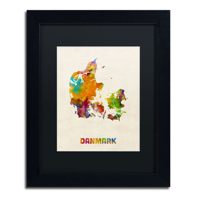 « denmark aquarelle map » par michael tompsett, impression encadrée