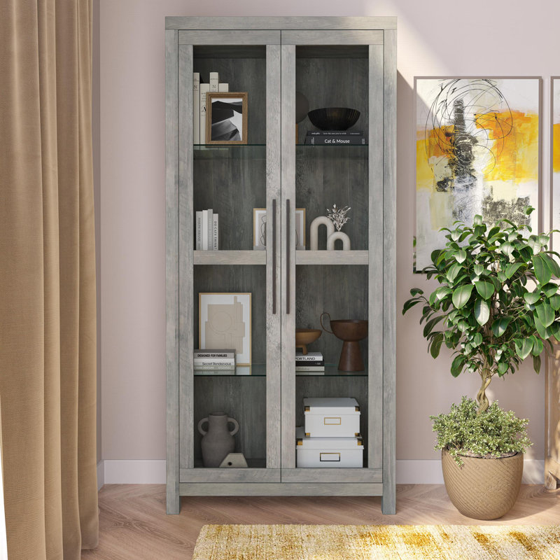 Merthie China Cabinet 31.5'' W, Gray Wash