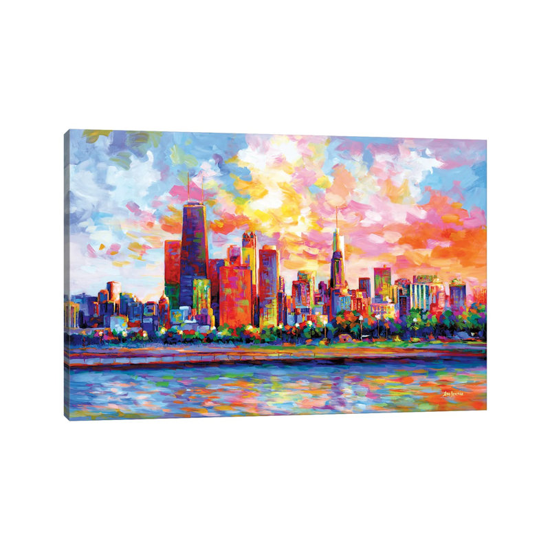Chicago Skyline by Leon Devenice iCanvas, Wrapped Canvas, 26" H x 40" W x 1.5" D