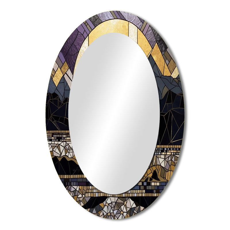 Vitrail doré - miroir mural ovale doré, 36 po x 24 po