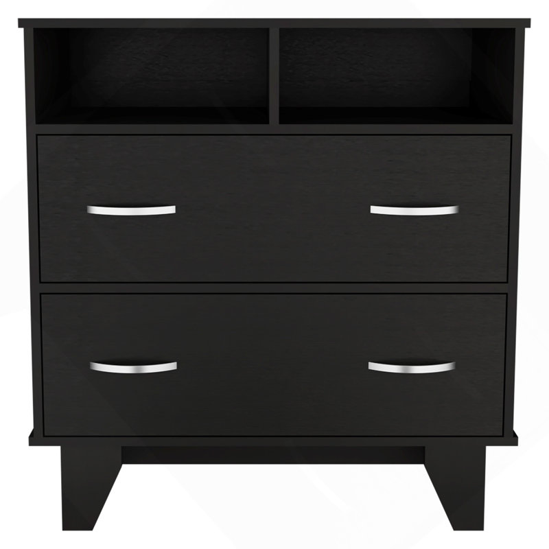 Commode 2 tiroirs Aaron, Noir