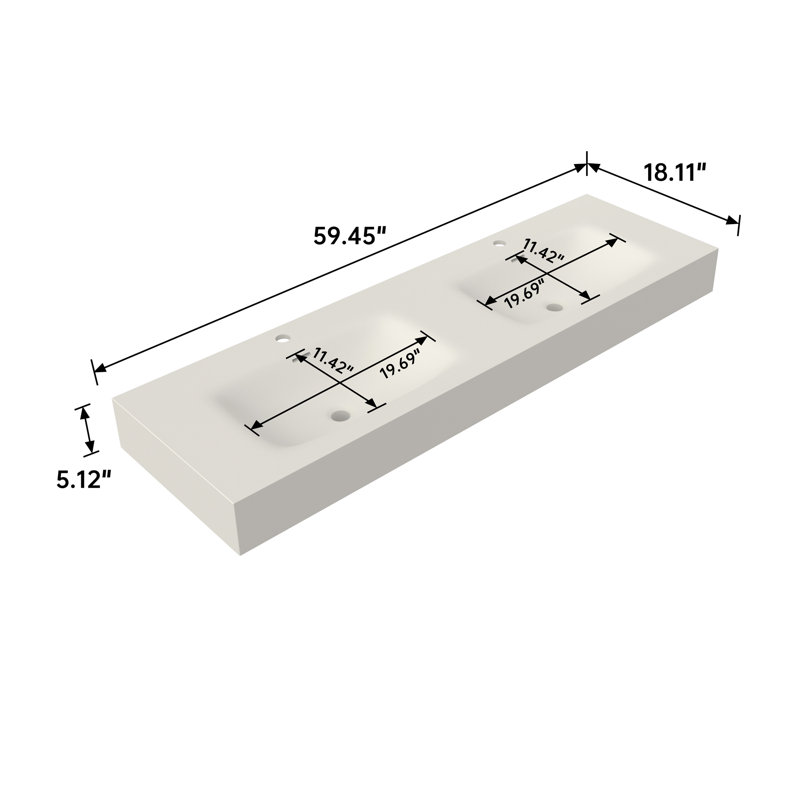 Bathroom Rectangular Sink With Faucet Holes
