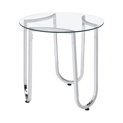 23.9" W Contemporary End Table, Silver