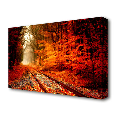 Autumn Railway Landscape - Wrapped Canvas Print