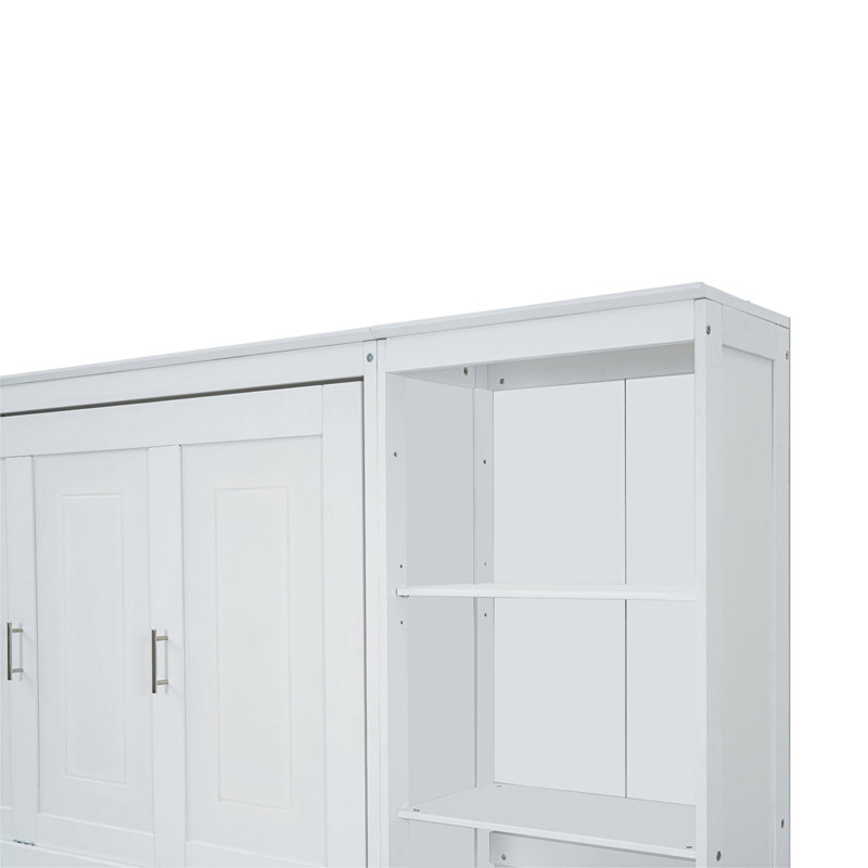 Lit escamotable double avec bureau et bibliothèque, Double