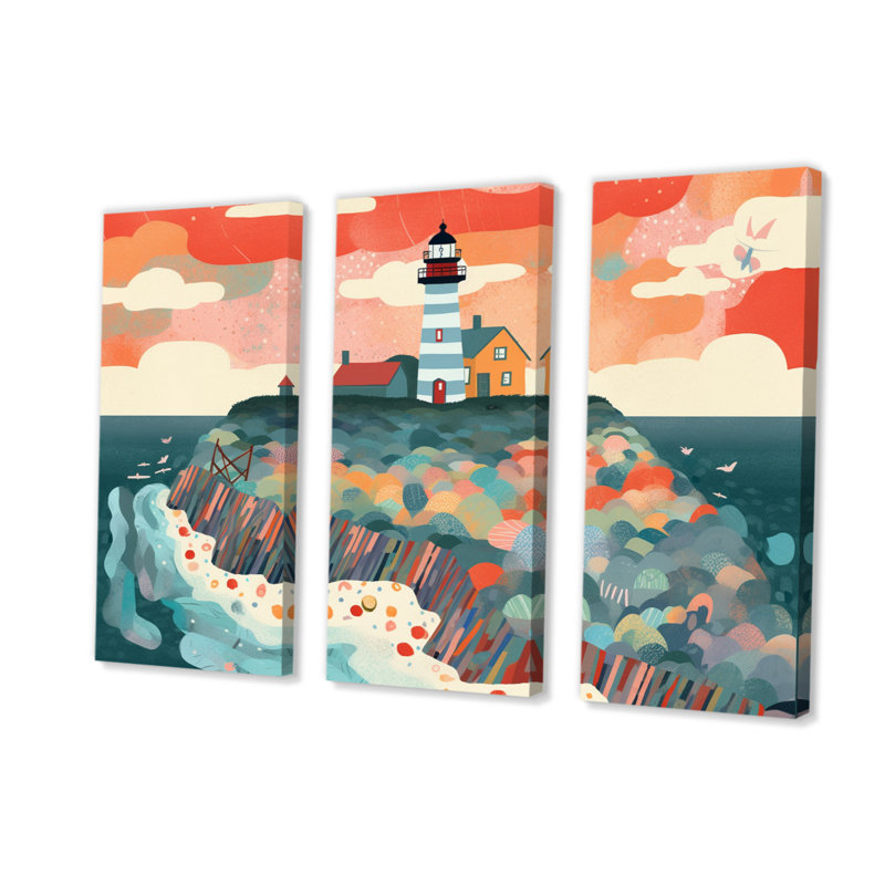 Coastal Lighthouse I - Coastal Canvas Art Print Set, H 28 po x l 36 po x P 1 po