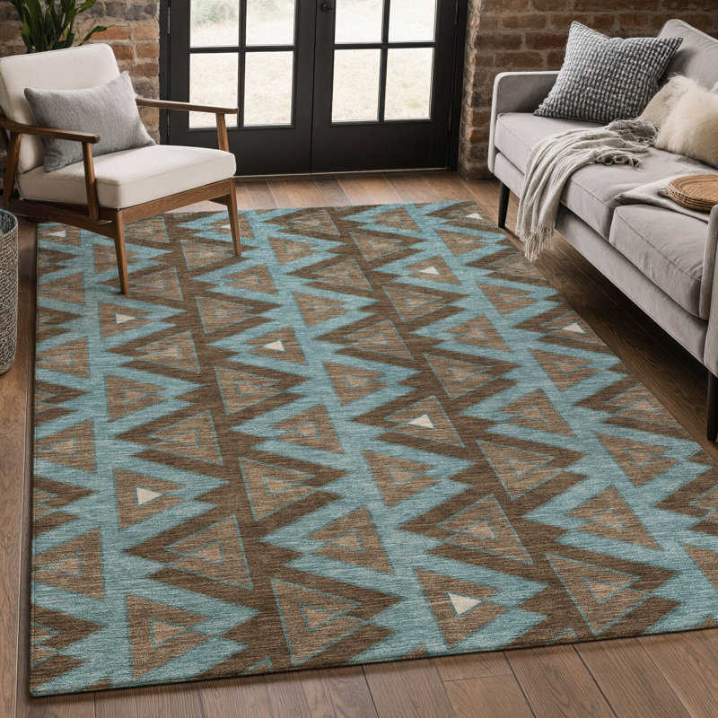 Machine Washable Indoor/Outdoor Chantille ACN2560 Geometric Rug, Chocolate, 9' x 12'