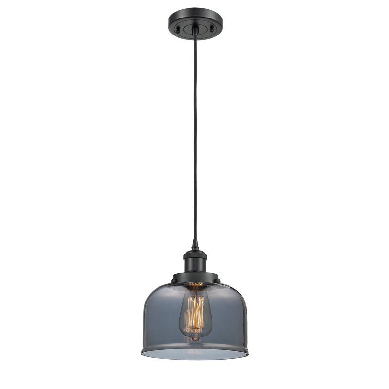 Mini luminaire suspendu à cordon 8 lumières Ballston Urban Bell, Plaqué couleur fumée, Noir mat, Ampoule non incluse