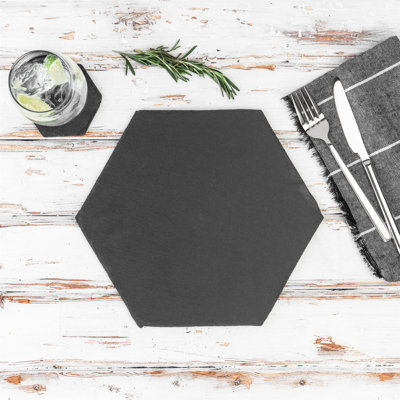 Argon Tableware - Hexagon Slate Placemats & Coasters Set