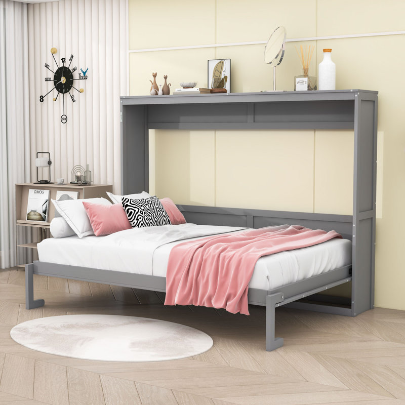 Lit escamotable en bois Hartzell, Complète, gris