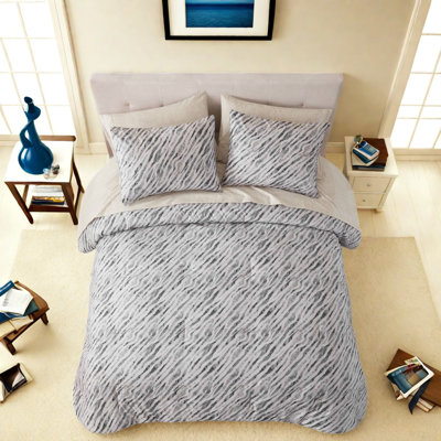 - Ensemble de literie double, ensemble en microfibre de polyester gris moderne pour la maison