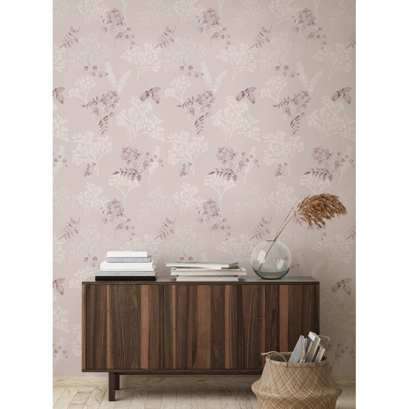 Papier peint adhésif Breezy Blooms, Rose