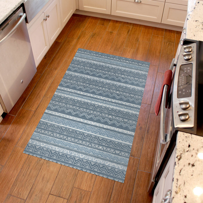Tapis de cuisine à profil bas Un-Tapis Kamara Chambray par Matterly, Rectangle 3 pi x 5 pi