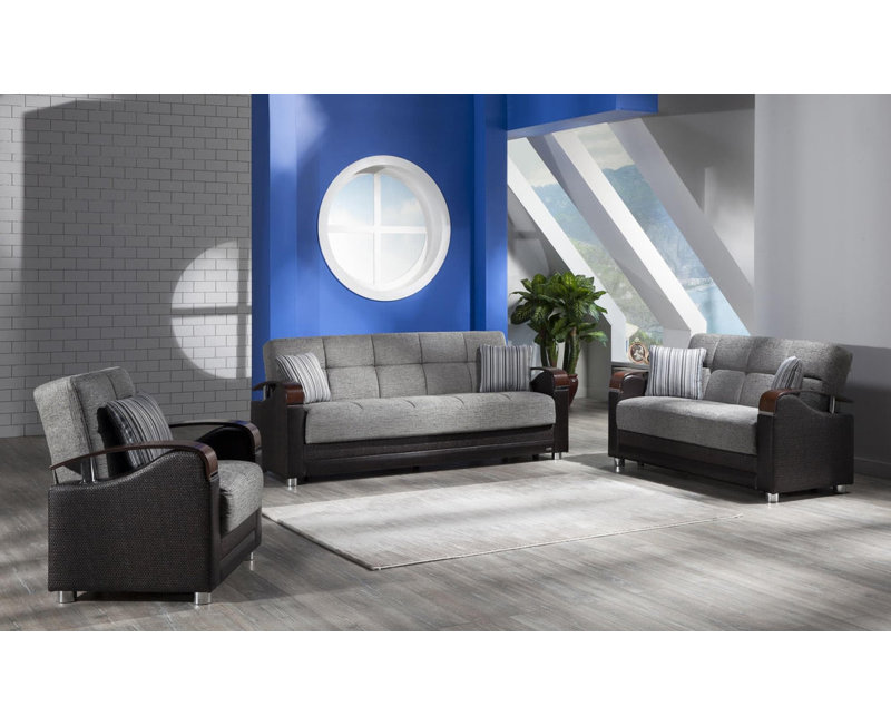 Canapé-lit Marzhan - brun, 100% polyester gris Fulya