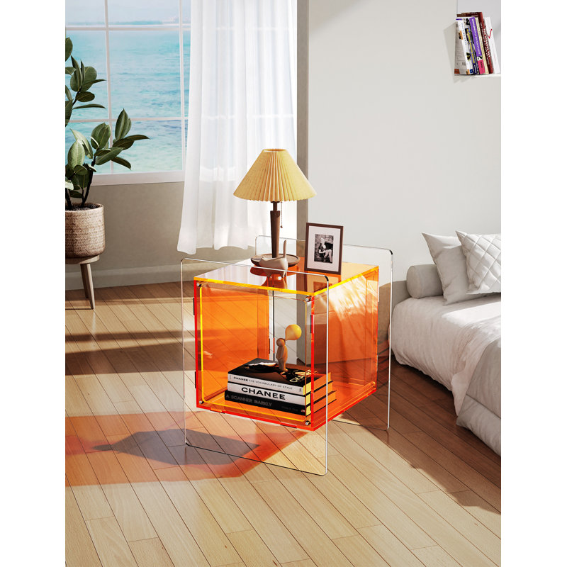 Samuelsson Acrylic Side Table, Nightstand Bedside Table, Orange