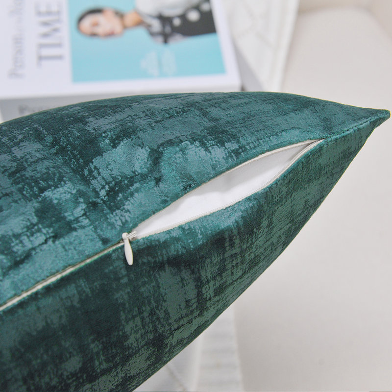 Textured Velvet Throw Pillow Cover, Deep Teal