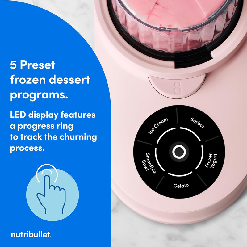 Nutribullet 16oz Chill Ice Cream Maker, Pink, Cotton Candy Pink