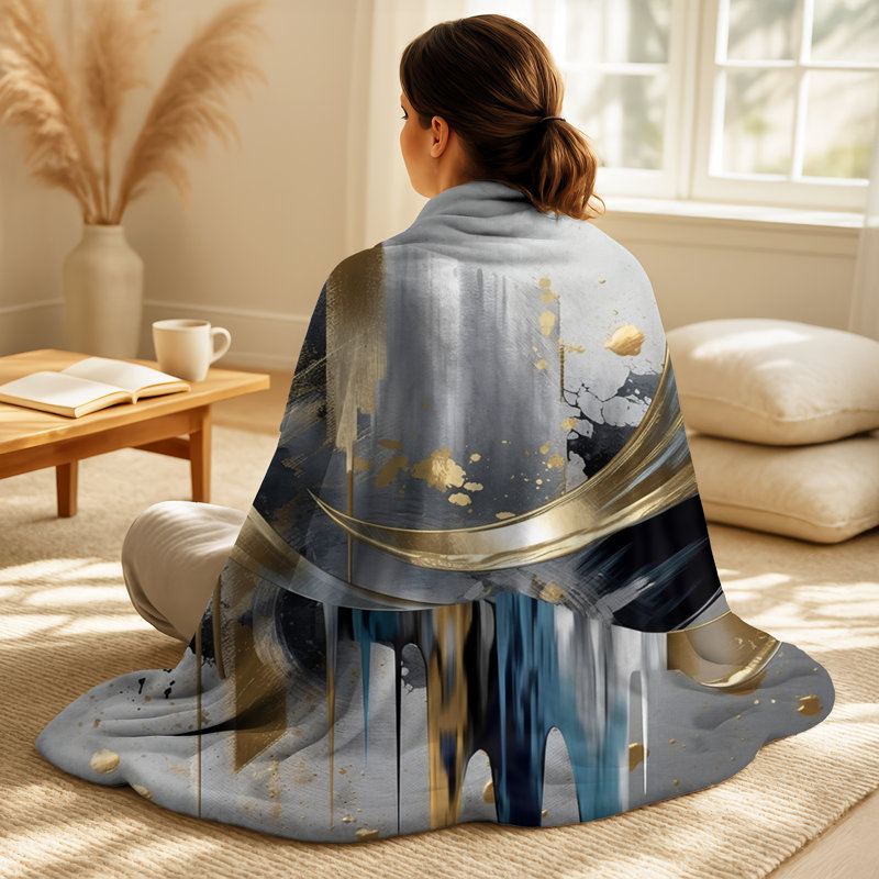 Abstract Shapes And Lines I - Ensemble de couverture et oreiller en marbre Abstract